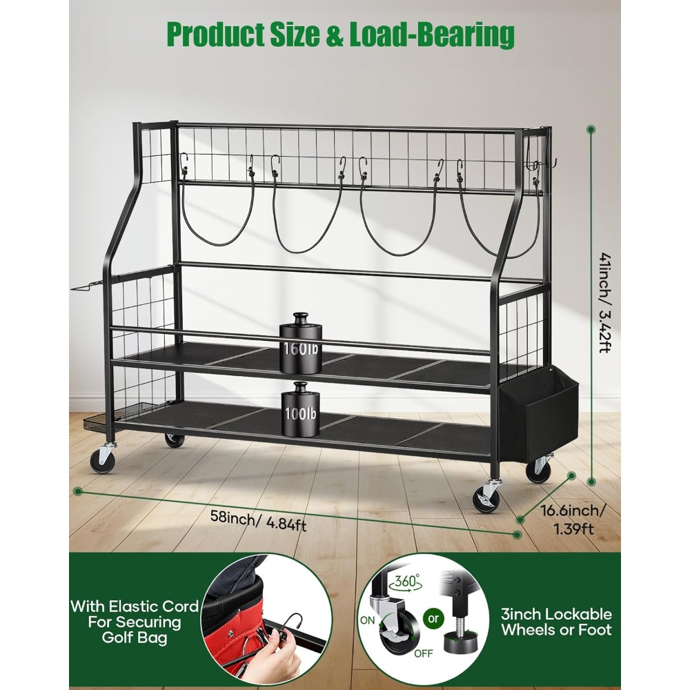 Golf Equipment Garage Storage - Suporte de Armazenamento para Bolsa de