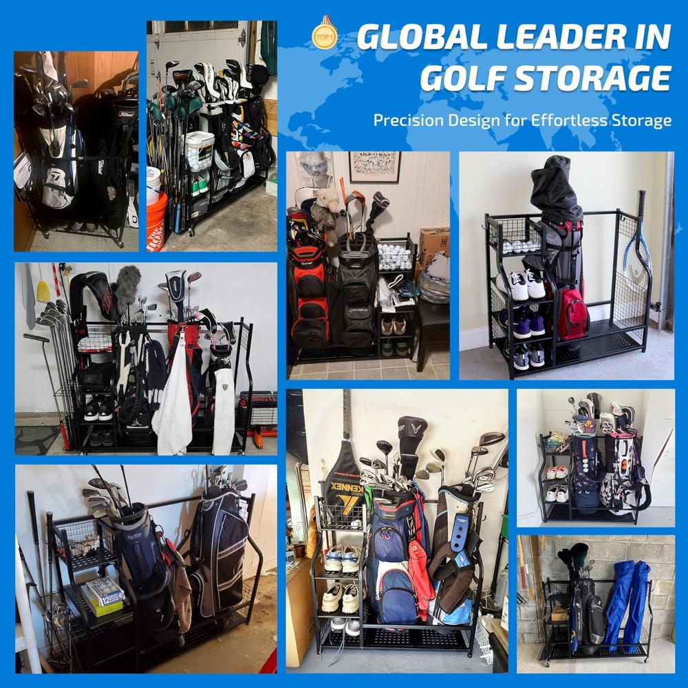 Golf Equipment Garage Storage - Suporte Organizador de Equipamentos para Sacolas