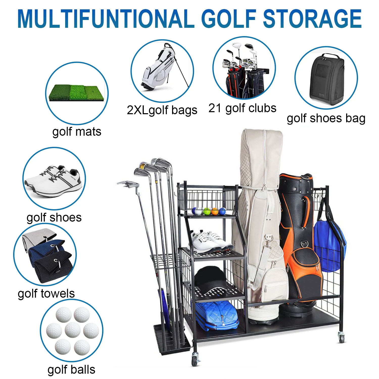 Rack organizador de garagem pa - Golf Equipment Garage Storage avaliação e preço