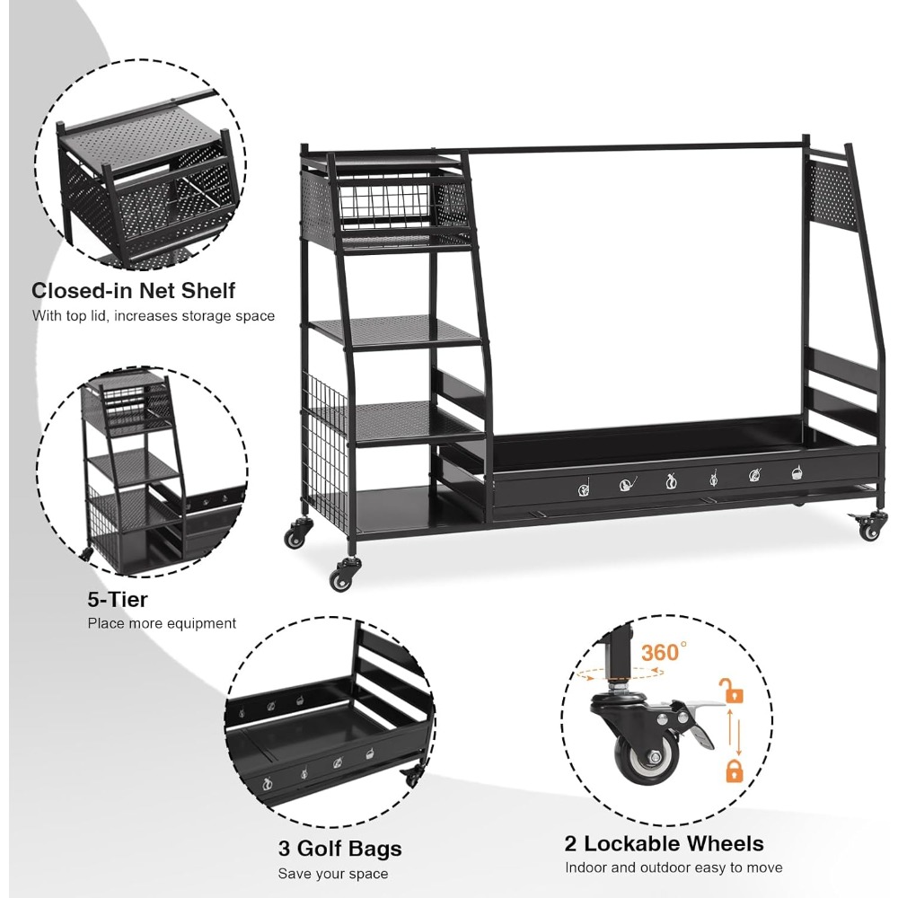 Suporte Organizador para Sacos - Golf Equipment Garage Storage avaliação e preço